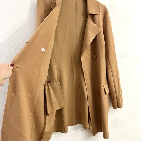 Anthropologie Solitaire camel Long mid length blazer 6 button casual Old Money S - Picture 7 of 11